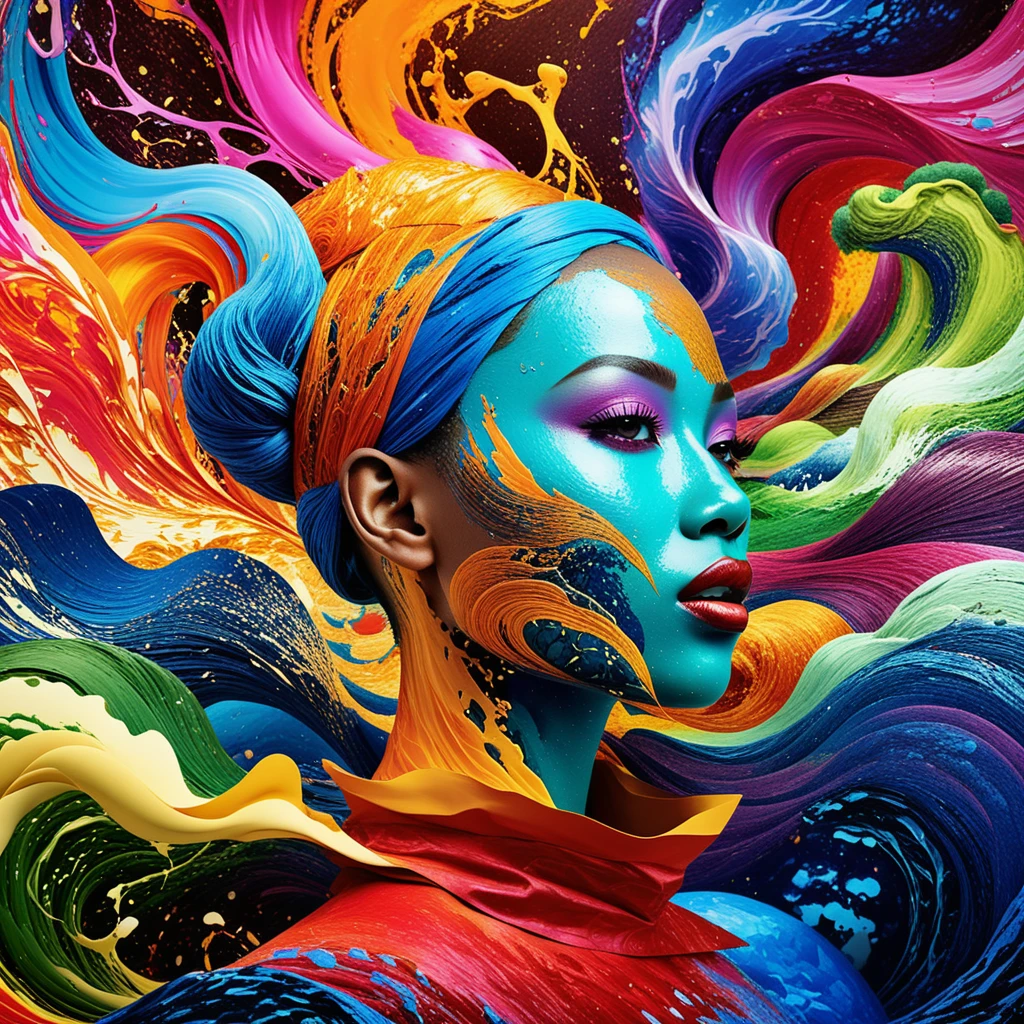 Illustrazione surreale di una dolce donna nera in tonalità terrose