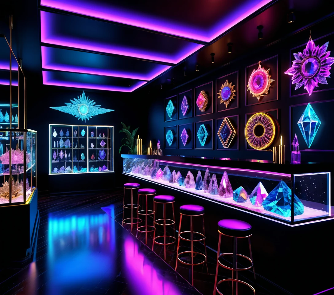 Mystical Crystal Jewelry Gallery In Sunlit Fantasy Interior