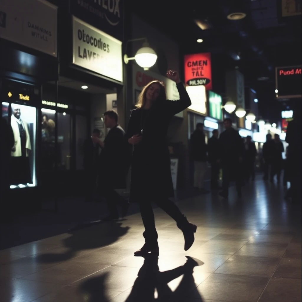 Lonely man dancing with himself on a city street