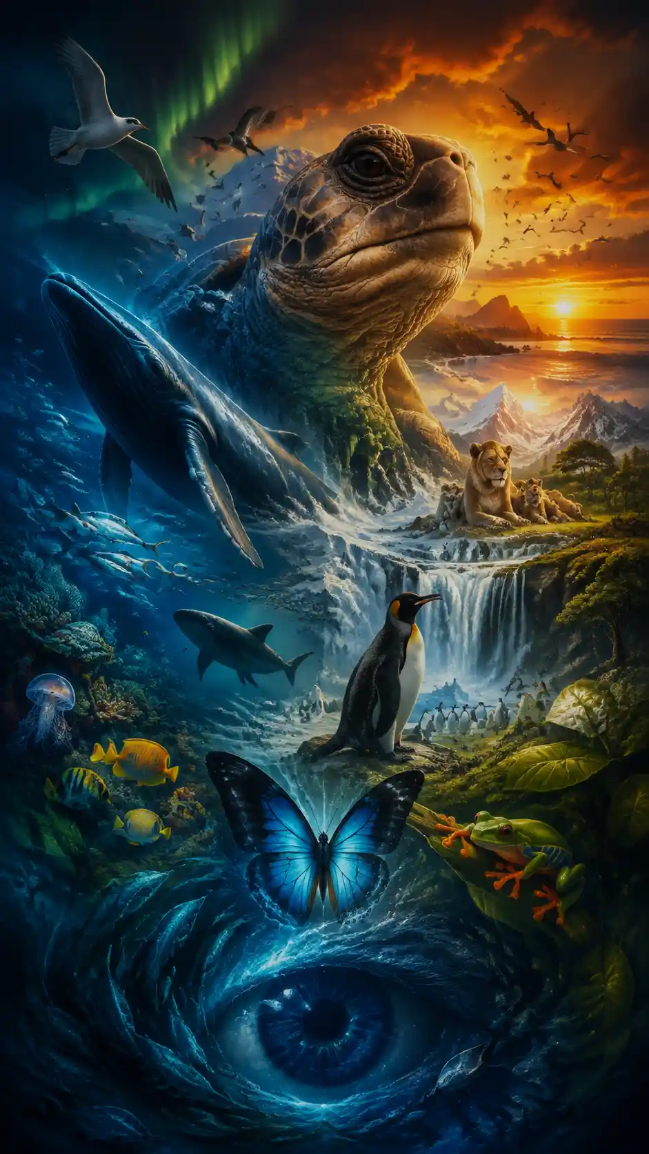 Epic digital wildlife collage inspired by Attenborough stories