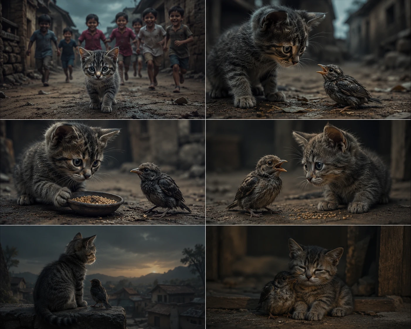 Small village cat wandering through narrow rustic streets