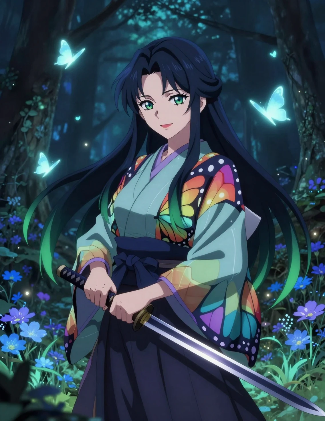 光耀奇幻森林中的優雅惡魔女獵人