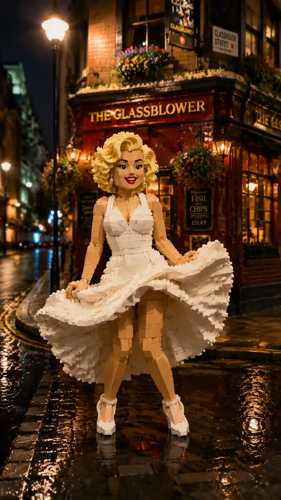 Donna ricreata con minuscoli mattoncini Lego nella prima foto