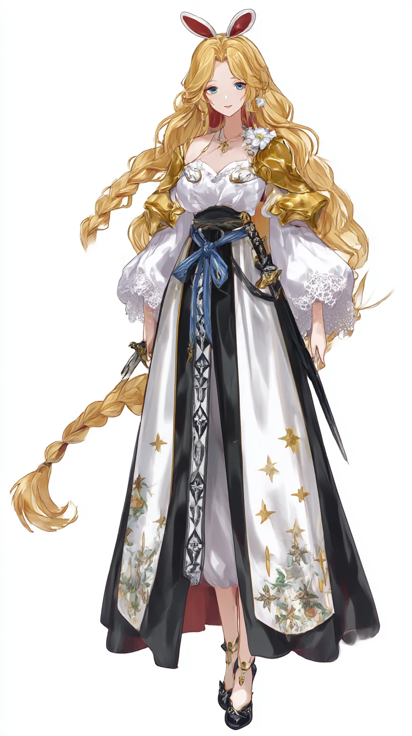 金髮華麗盔甲持劍的動漫少女