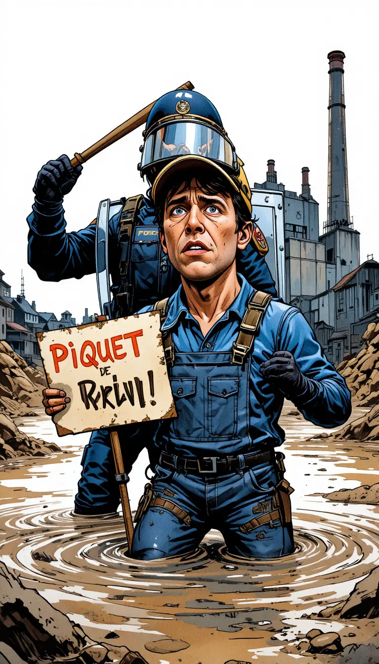Worker Confronts Riot Police In Bold Comic Strike Scene