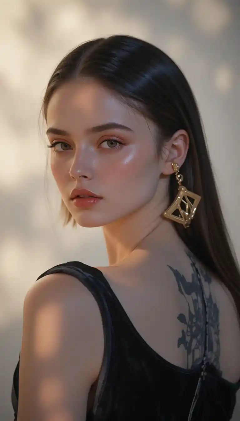 Elegant fashion portrait of woman in black velvet gown