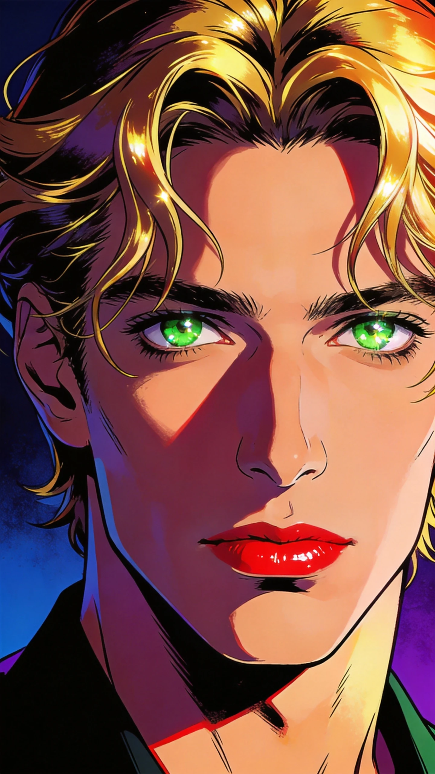 Cel‑Shading-Nahaufnahme eines jungen blonden Mannes