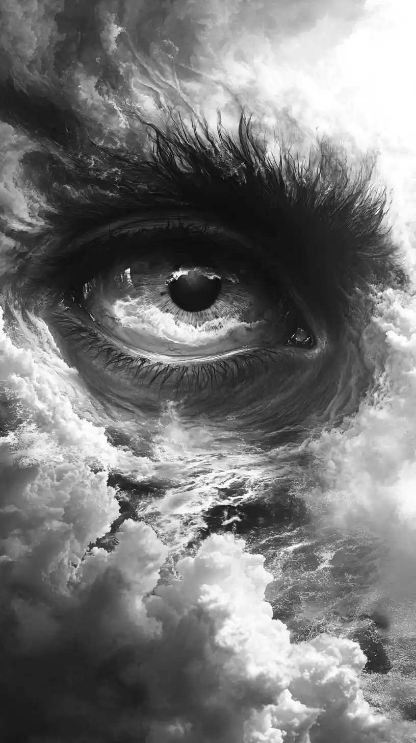 Melancholic tears falling like rain from weary eyes