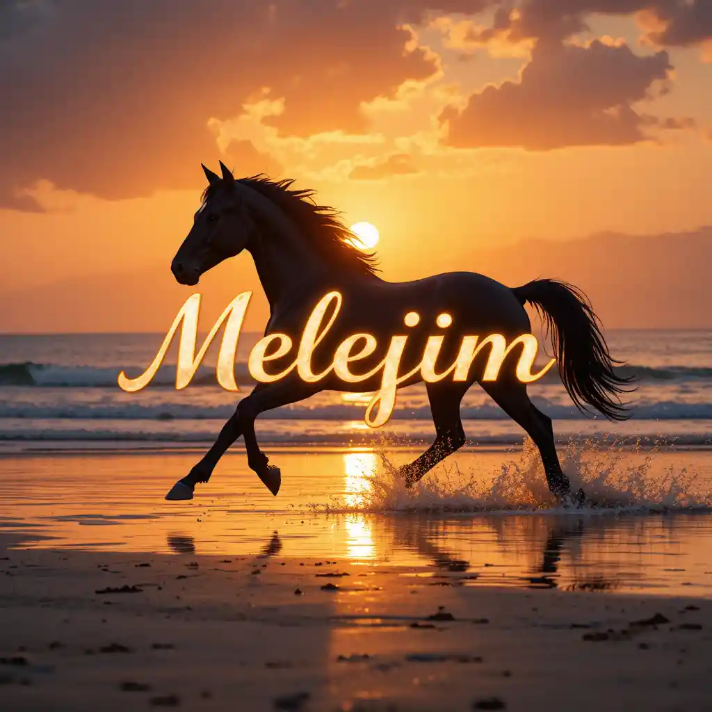 Cavallo nero che corre su una spiaggia turca al tramonto luminoso