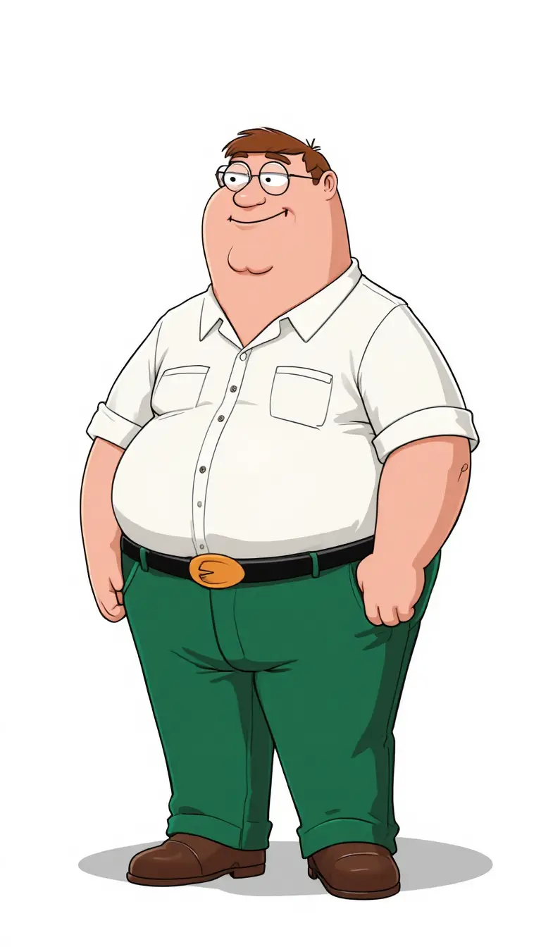 Homme de dessin animé en chemise blanche et pantalon vert debout avec assurance