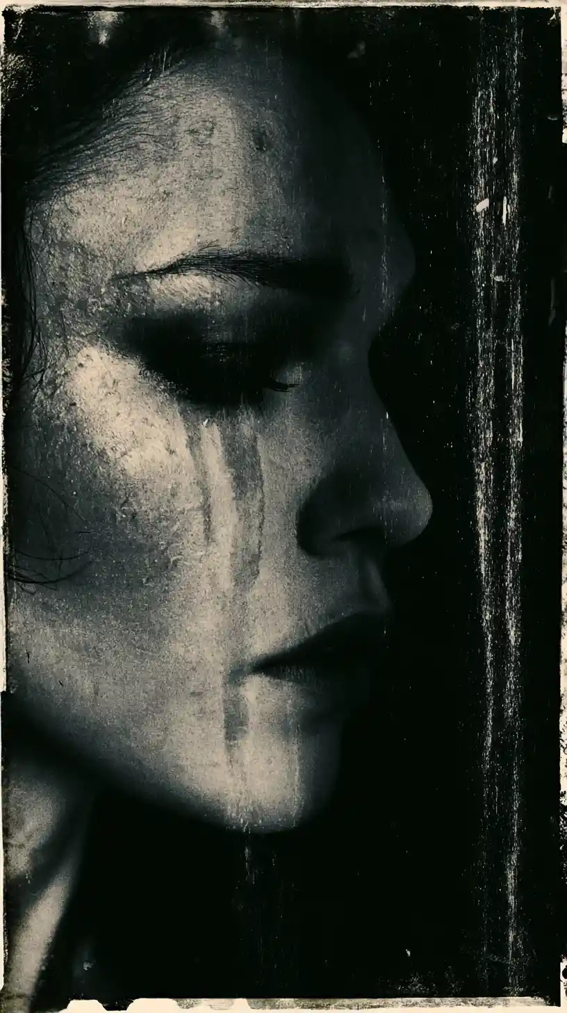Tears Falling Like Rain From Tired Human Eyes
