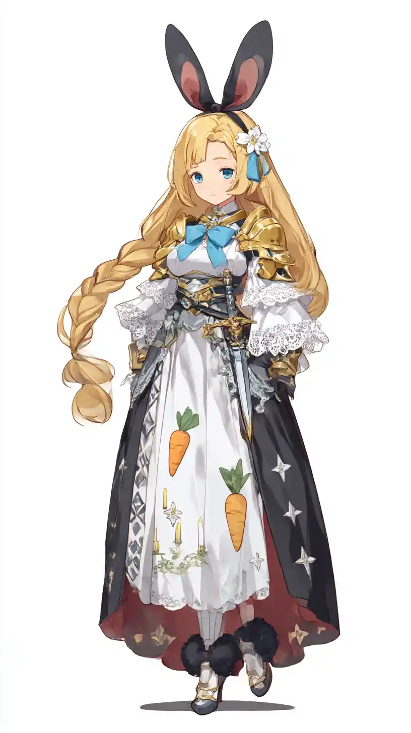 金髮動漫少女穿著華麗奇幻盔甲