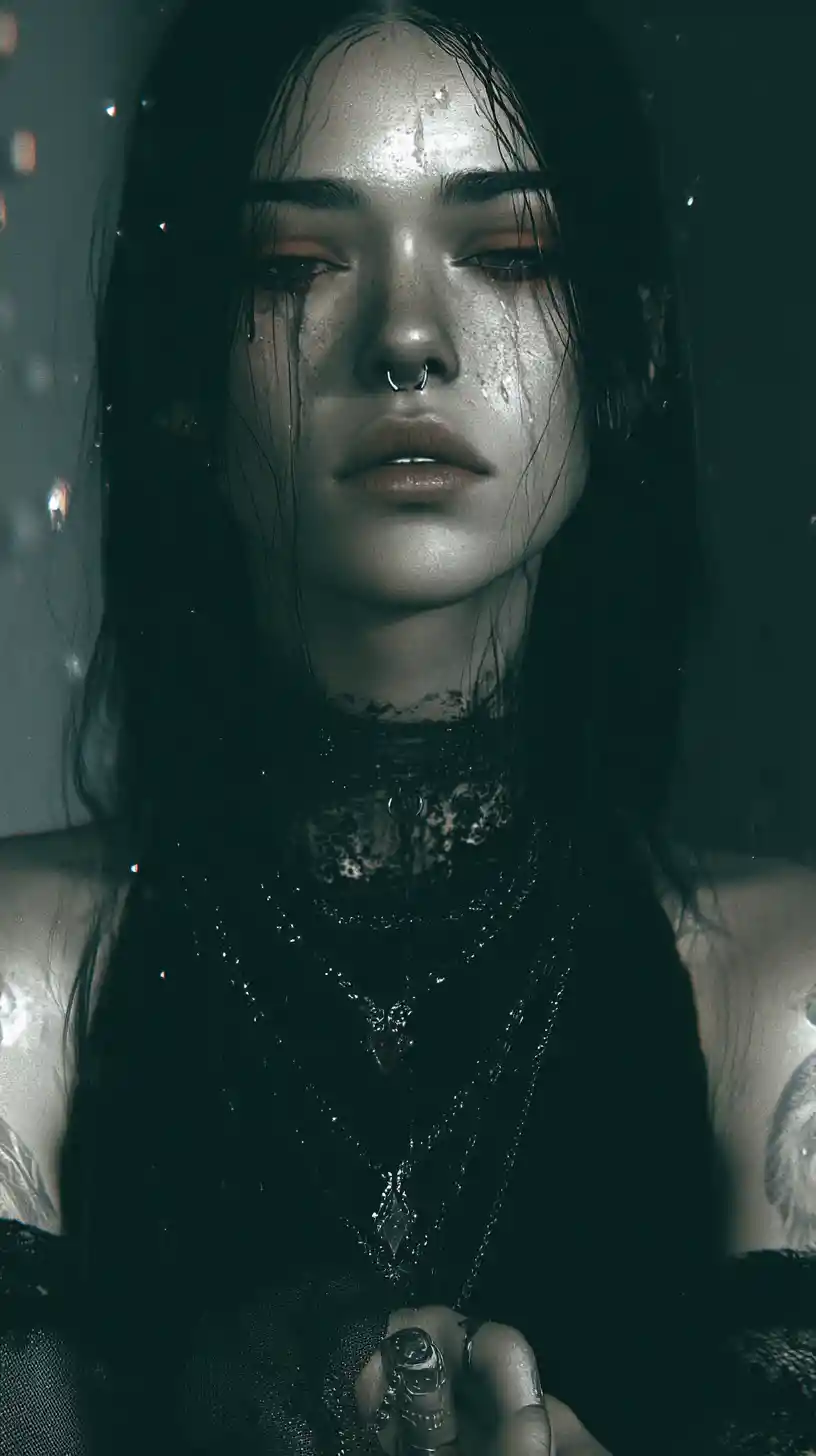 Tears Falling Like Rain From Deep Sorrowful Eyes