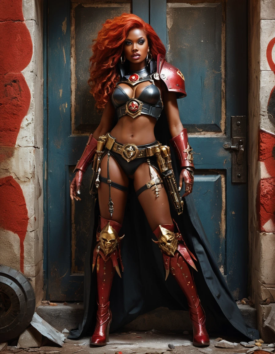 Seduttiva illustrazione digitale pin up fantasy a figura intera