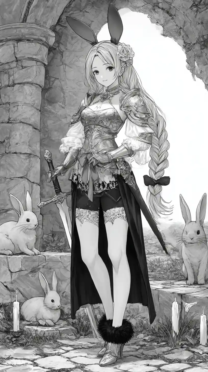 金髮動漫少女穿著華麗奇幻盔甲
