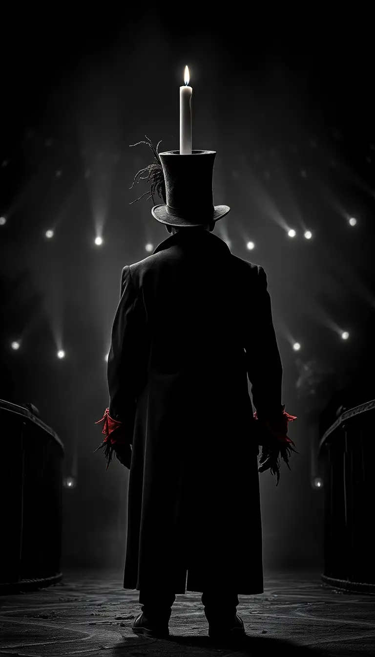 Oscuro presentatore all’ingresso di un carnevale post apocalittico