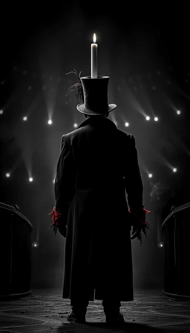 Oscuro presentatore all’ingresso di un carnevale post apocalittico
