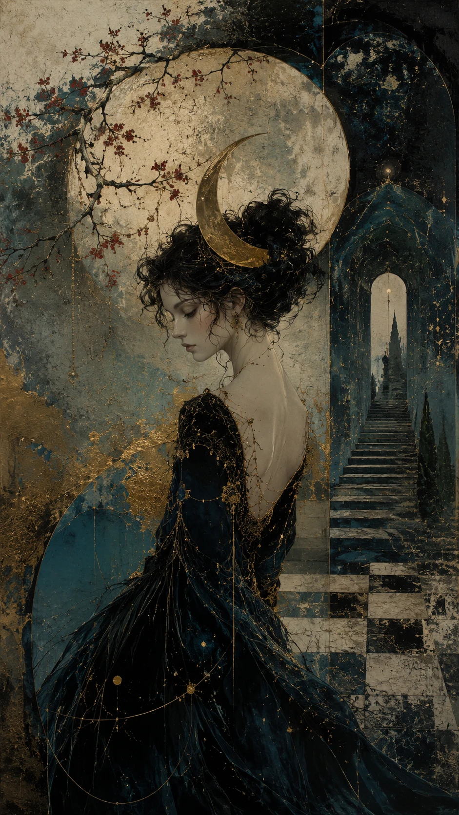 Surreal gothic fantasy forms in deep atmospheric shadows