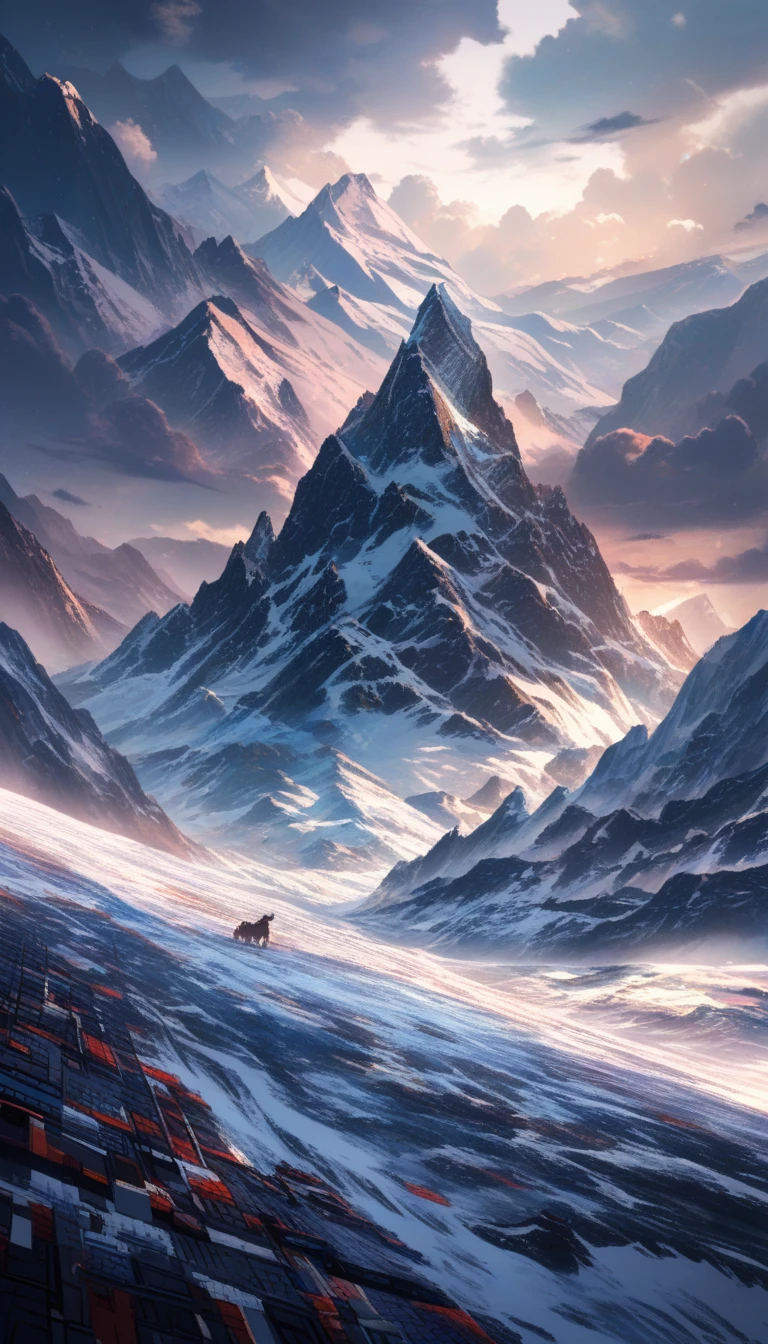 Mano divina che posa l’ultimo mattoncino sul Monte Everest di Lego