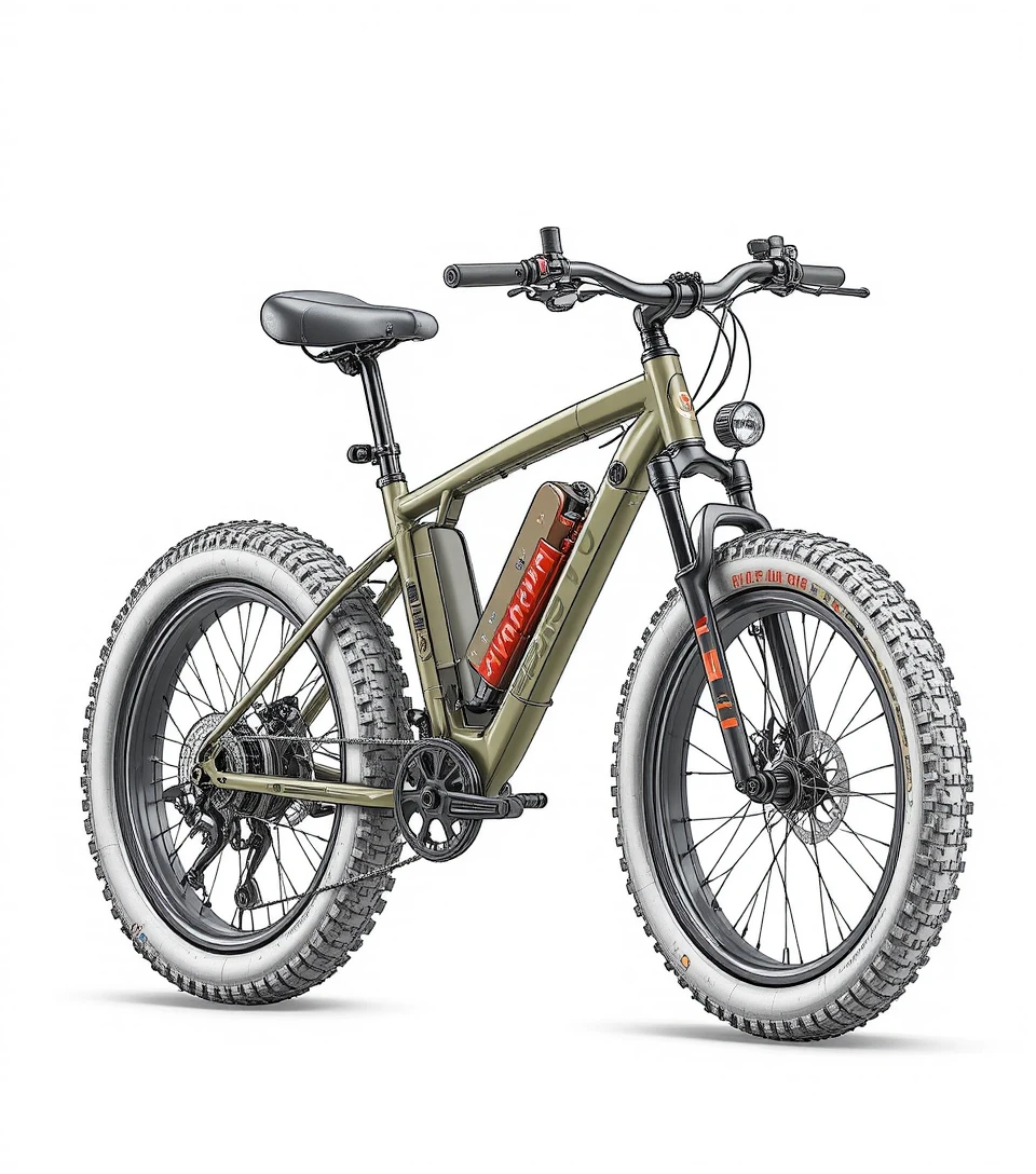 Foto prodotto di bici elettrica fat tire verde oliva moderna