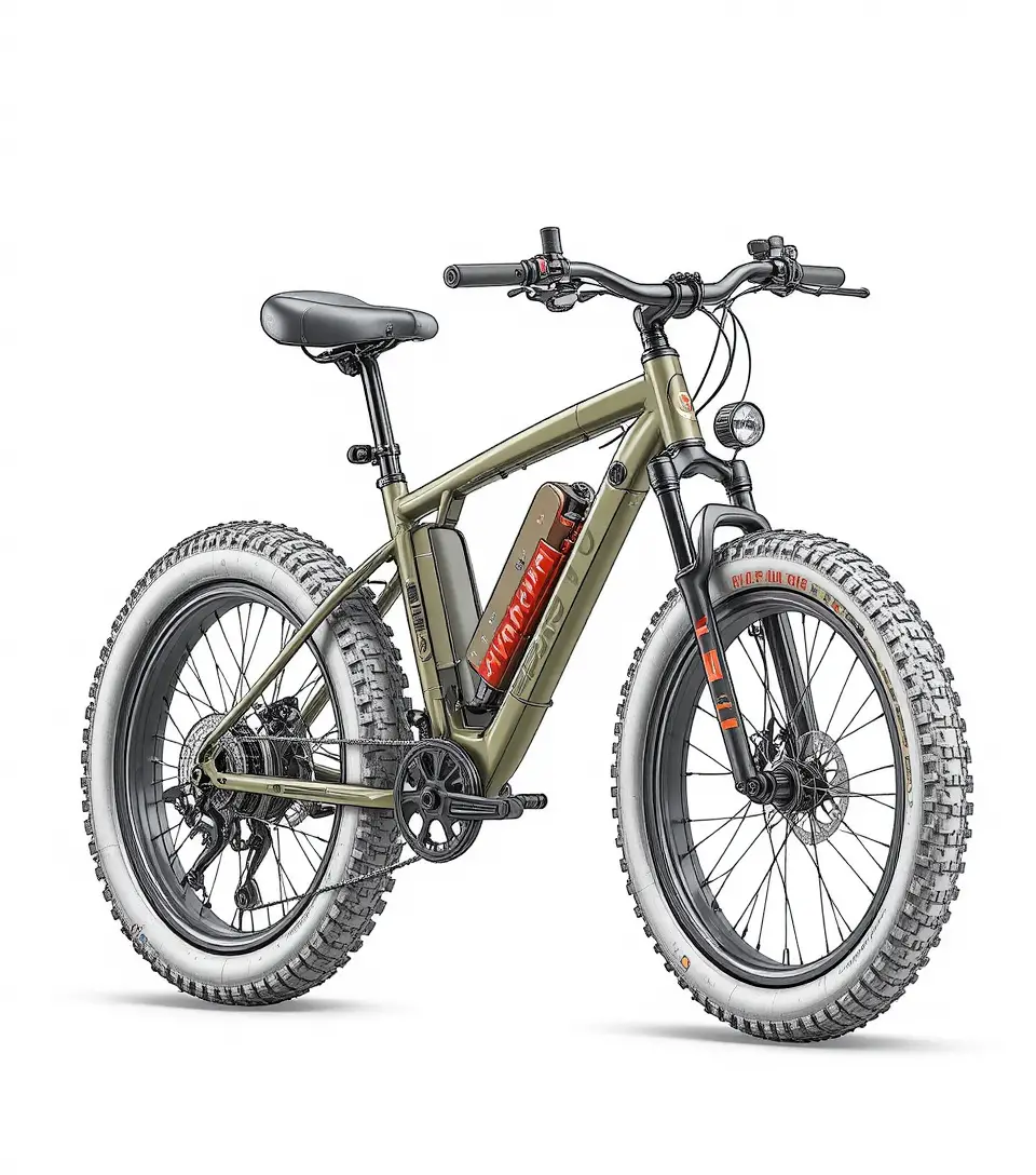 Foto prodotto di bici elettrica fat tire verde oliva moderna