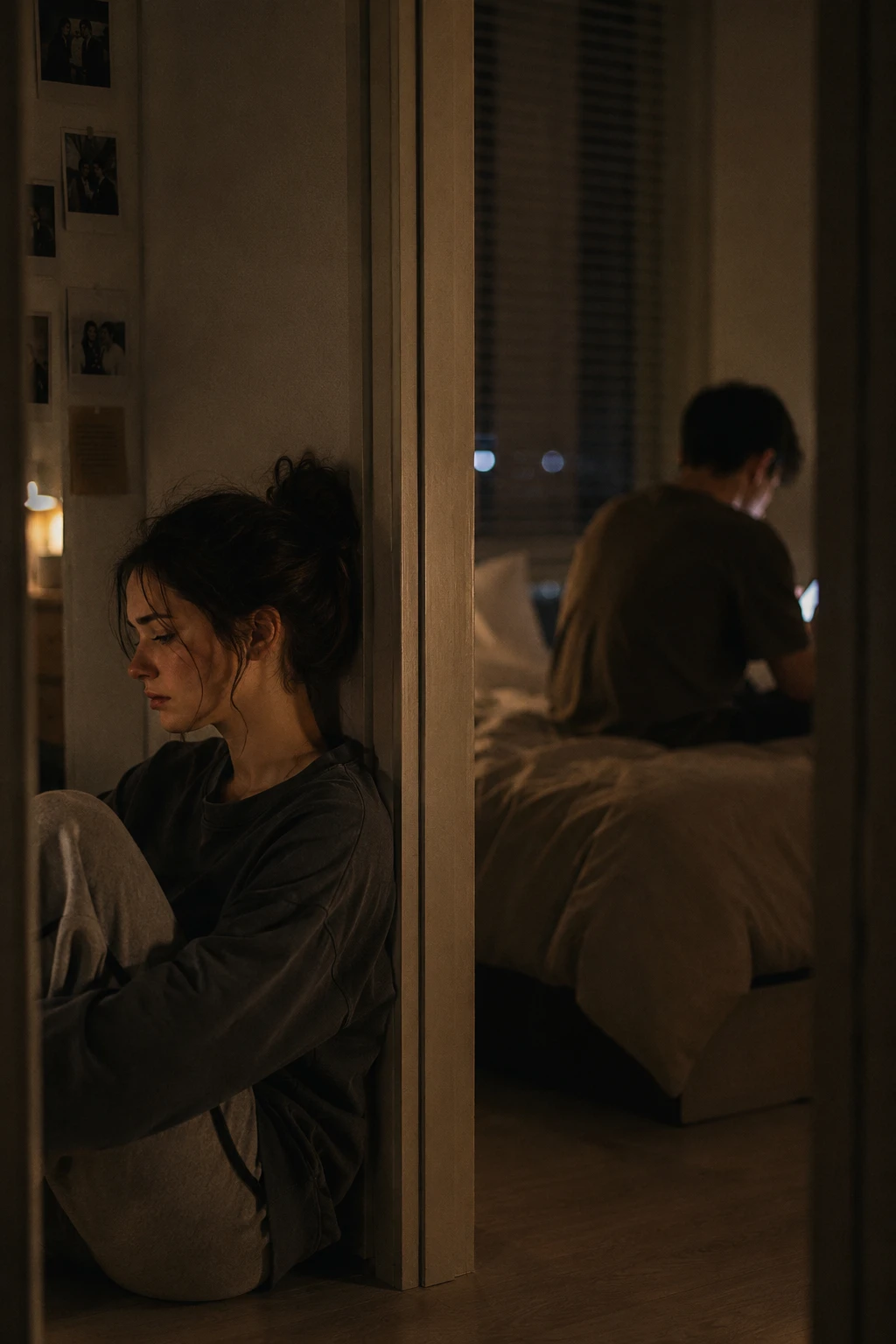Quiet moment of distant hearts after words fade away
