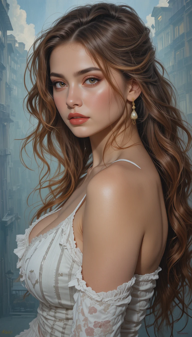 Jeune fille de fantasy dominante en peinture à l’huile numérique détaillée
