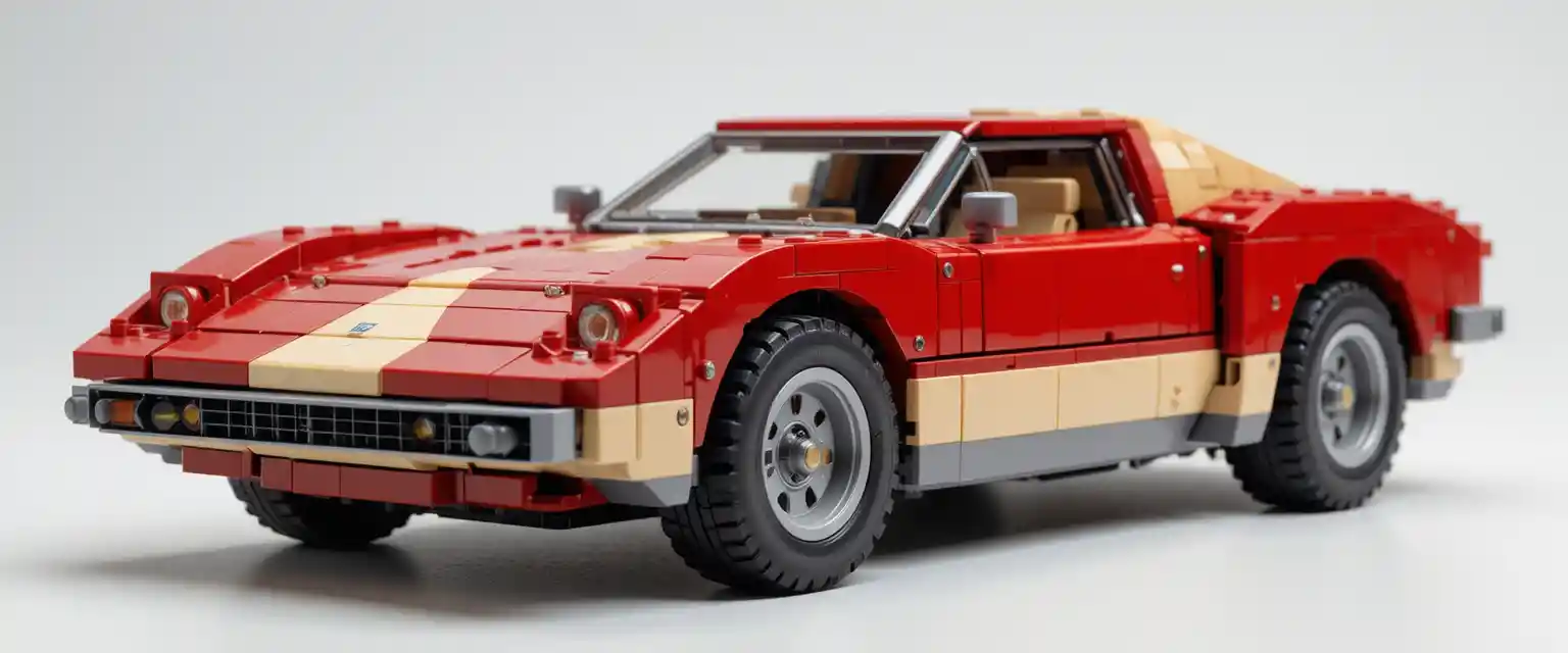 レゴ風ブロック玩具の車・クリーンなスタジオ背景