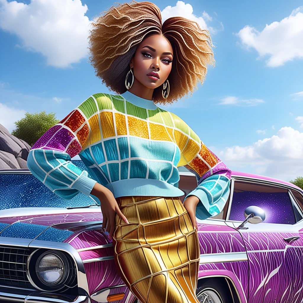 Stylish Black woman in editorial fashion illustration