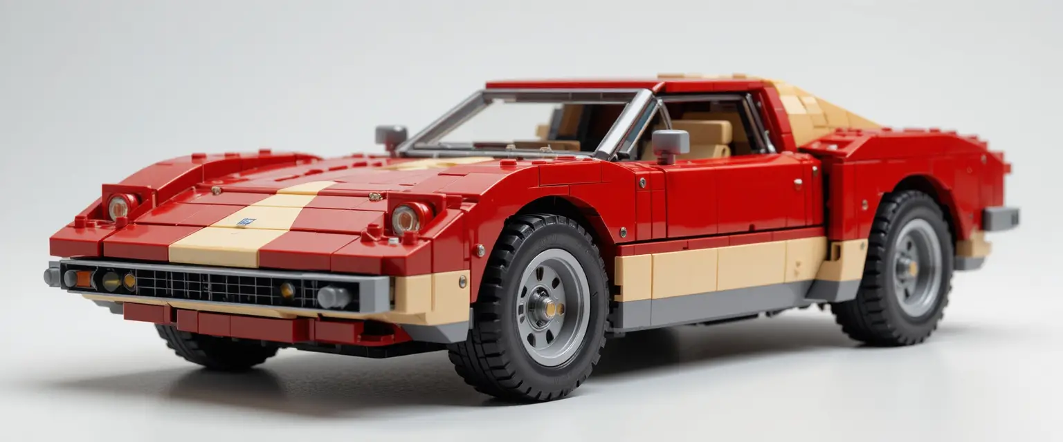 レゴ風ブロック玩具の車・クリーンなスタジオ背景