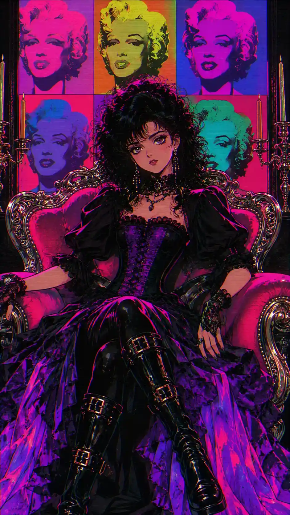 Gotische Modefrau in barock inspiriertem Anime-Porträt