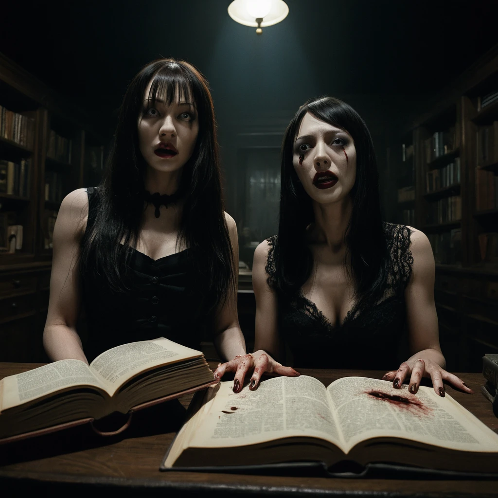 Surreal macabre world with two darkly comic women