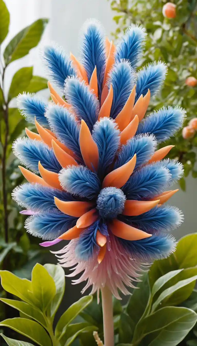 Close up of exotic feather like flowers in a garden