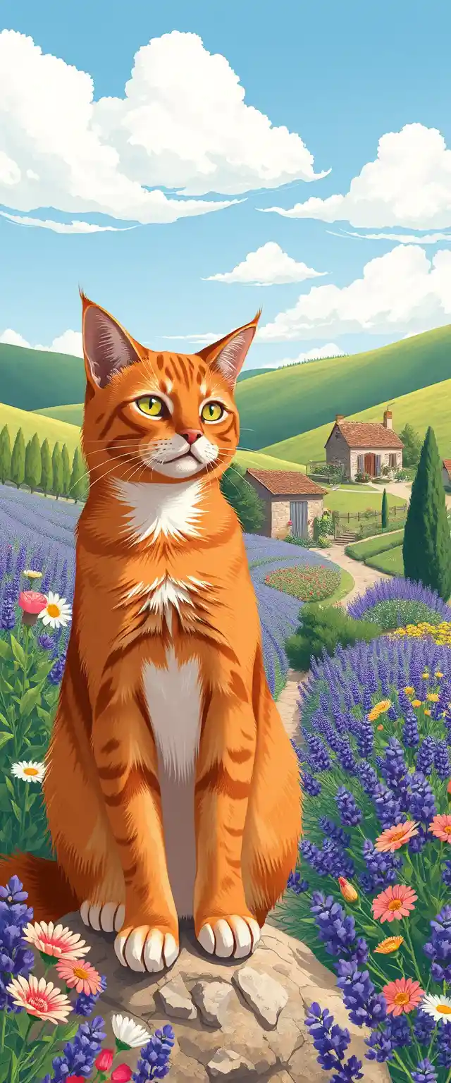 Chat de mode surréaliste aux pattes allongées sur fond cobalt