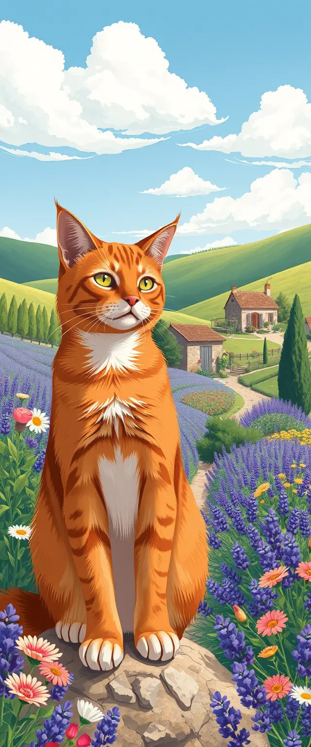 Chat de mode surréaliste aux pattes allongées sur fond cobalt