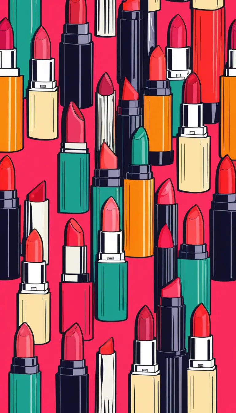 Colorful art deco illustration of a single lipstick