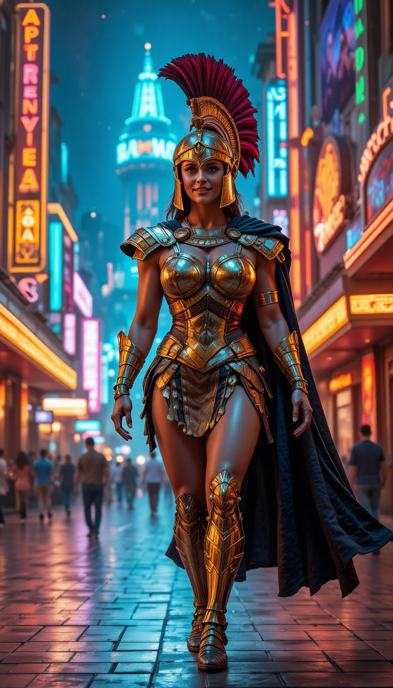 微笑的斯巴達女戰士走在拉斯維加斯街頭