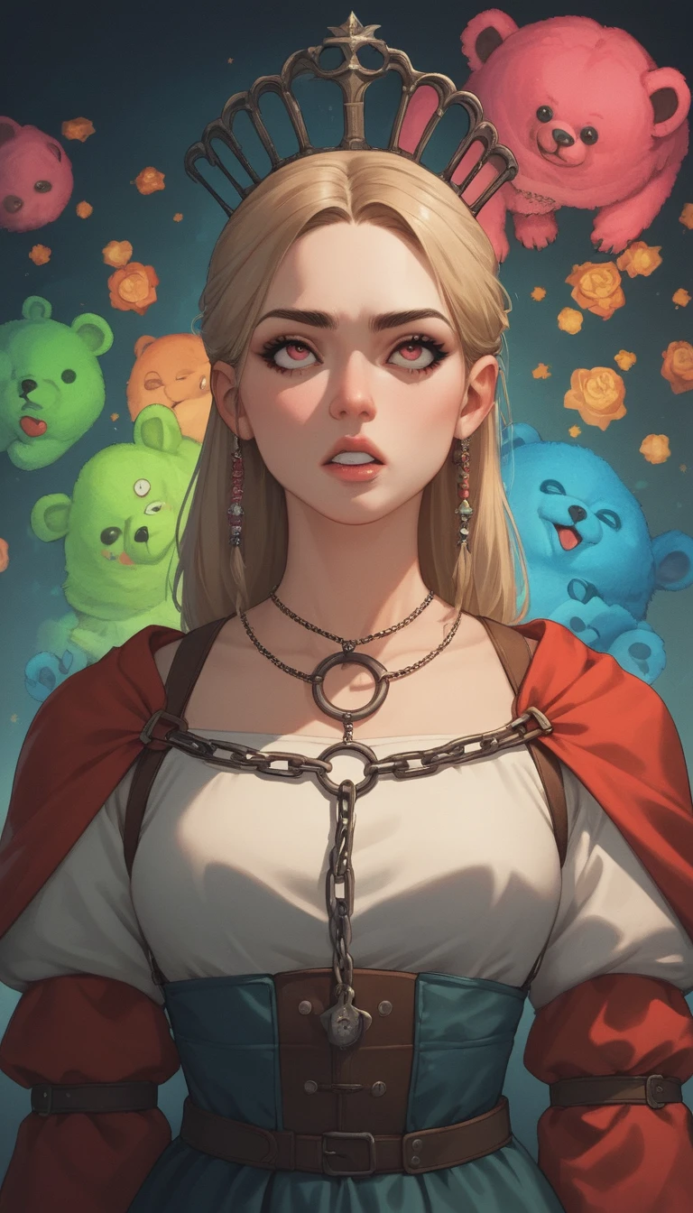Anime style medieval bear with large beautiful eyes