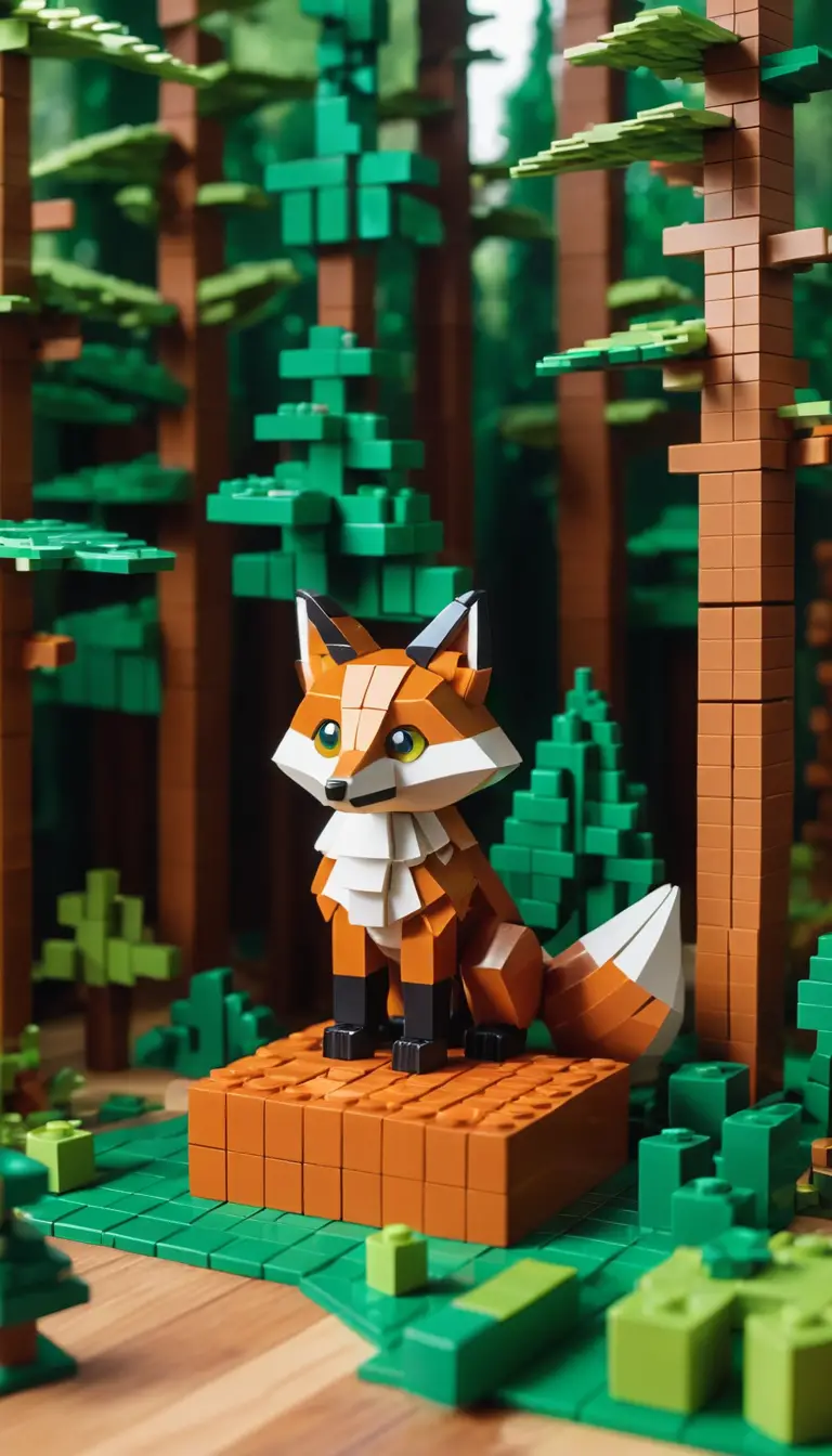 Magical stop motion forest building from colorful toy blocks