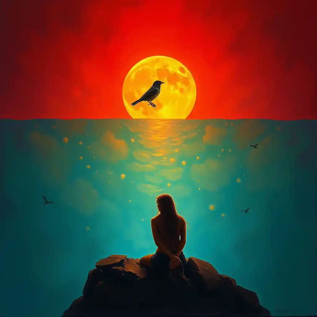Lonely moment of sorrow and quiet emotional reflection