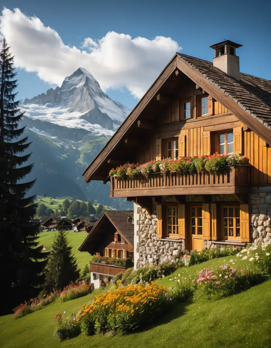 静かなアルプスの山あいにたたずむ居心地の良いスイス山小屋