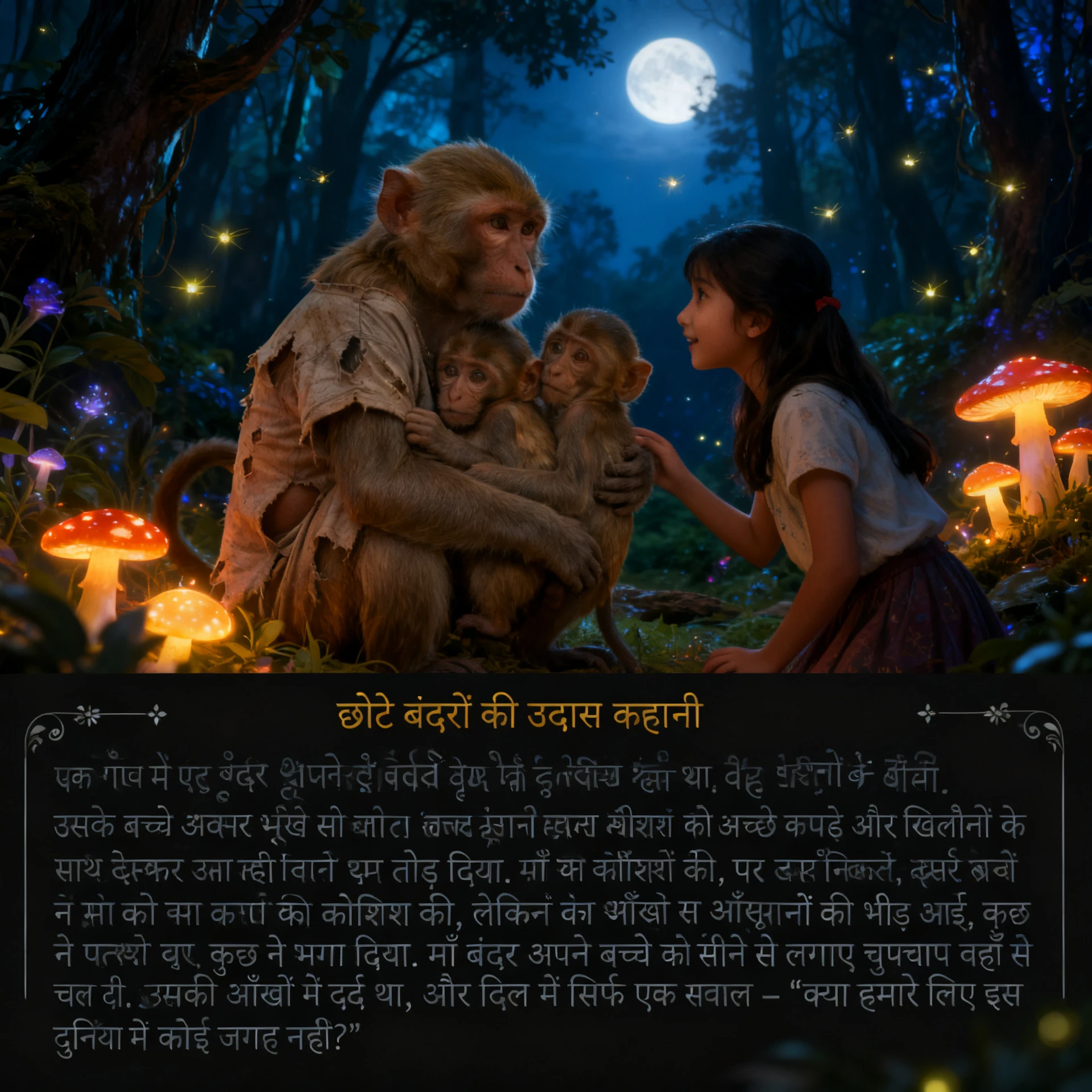 螢光蘑菇與螢火蟲點亮的魔幻夜之森林