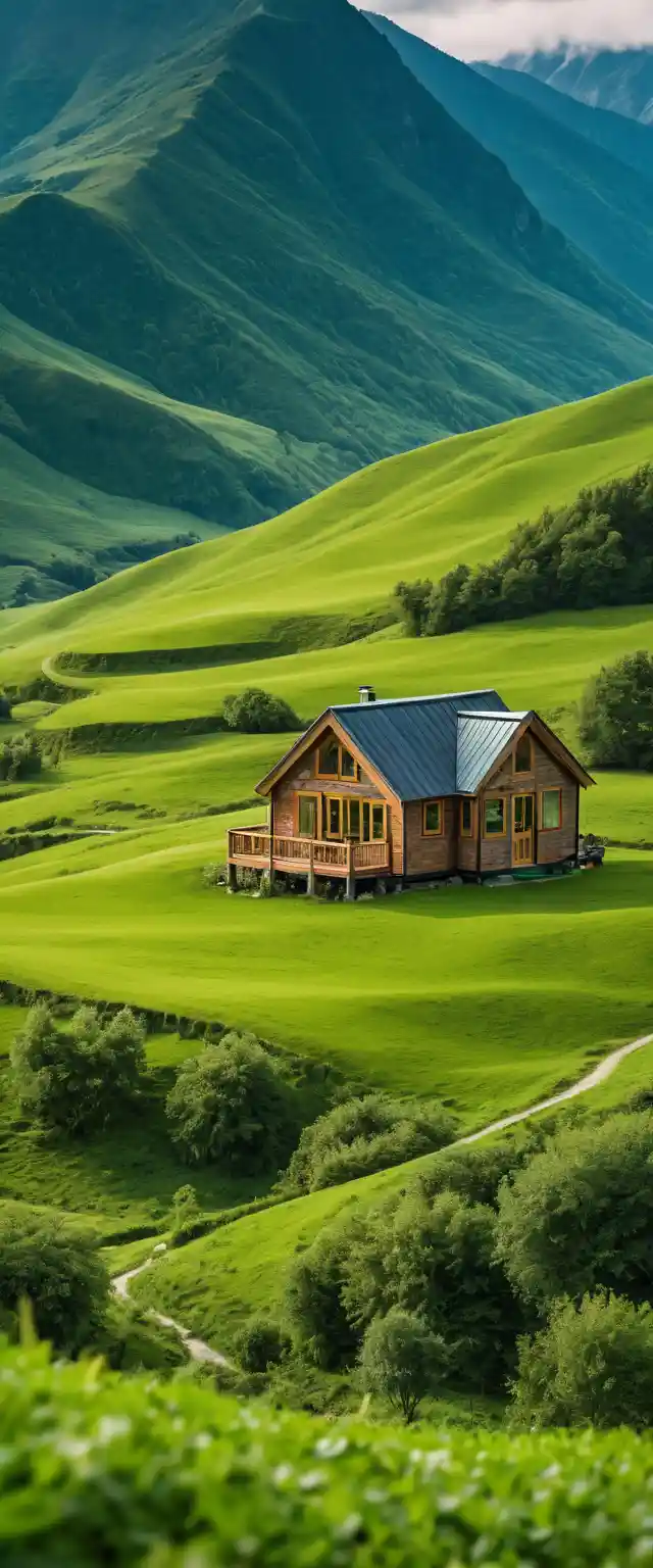 Mini casa en un tranquilo valle verde de montaña