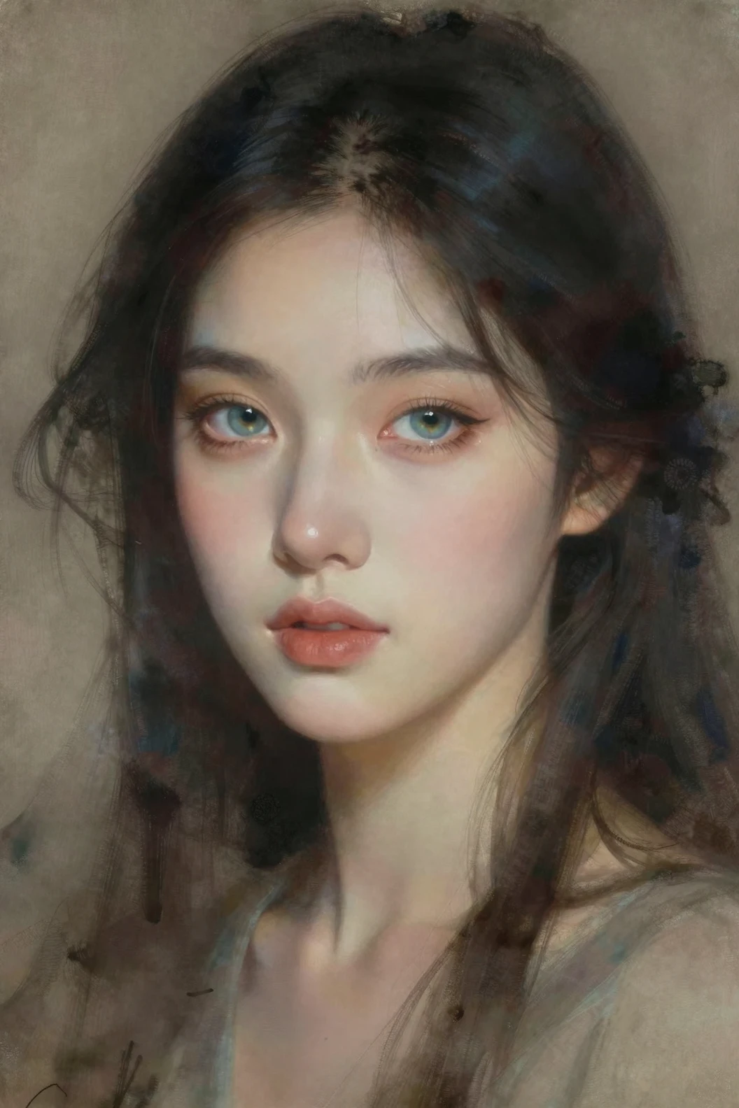 擁有智慧閃耀雙眼的空靈女子斯浮瑪托肖像