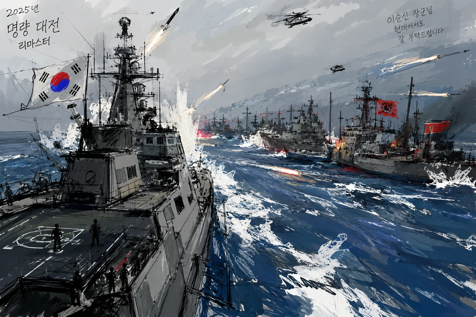 Modern naval warships inspired by the historic Myeongnyang battle