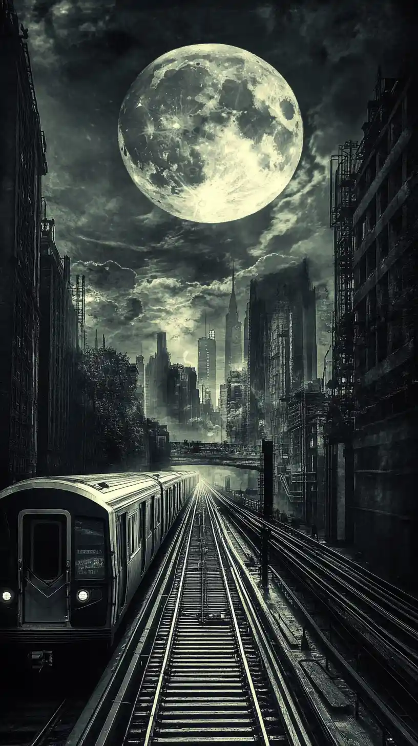 Métro mélancolique baigné d’une douce lueur lunaire nocturne