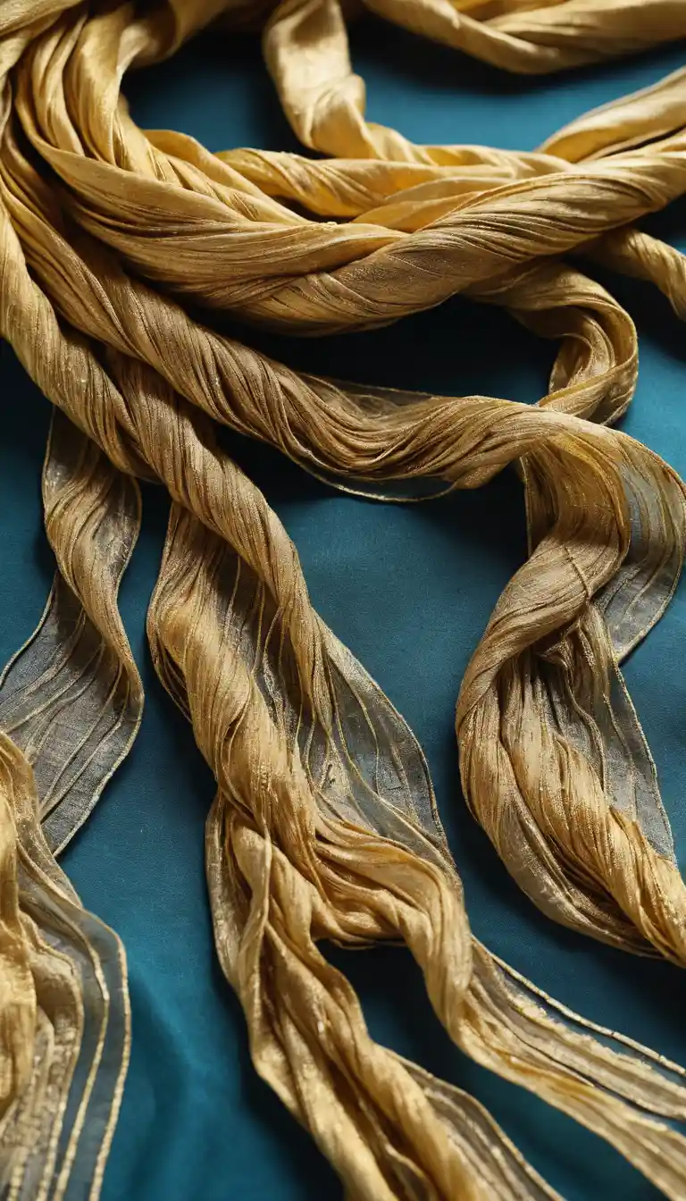 Antica sovrana ragazza con sciarpa di seta marina dorata sotto vetro