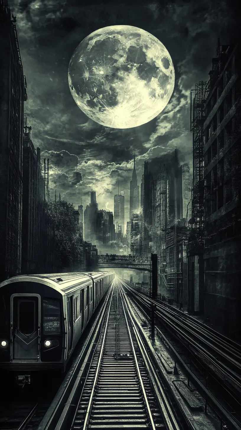 Métro mélancolique baigné d’une douce lueur lunaire nocturne