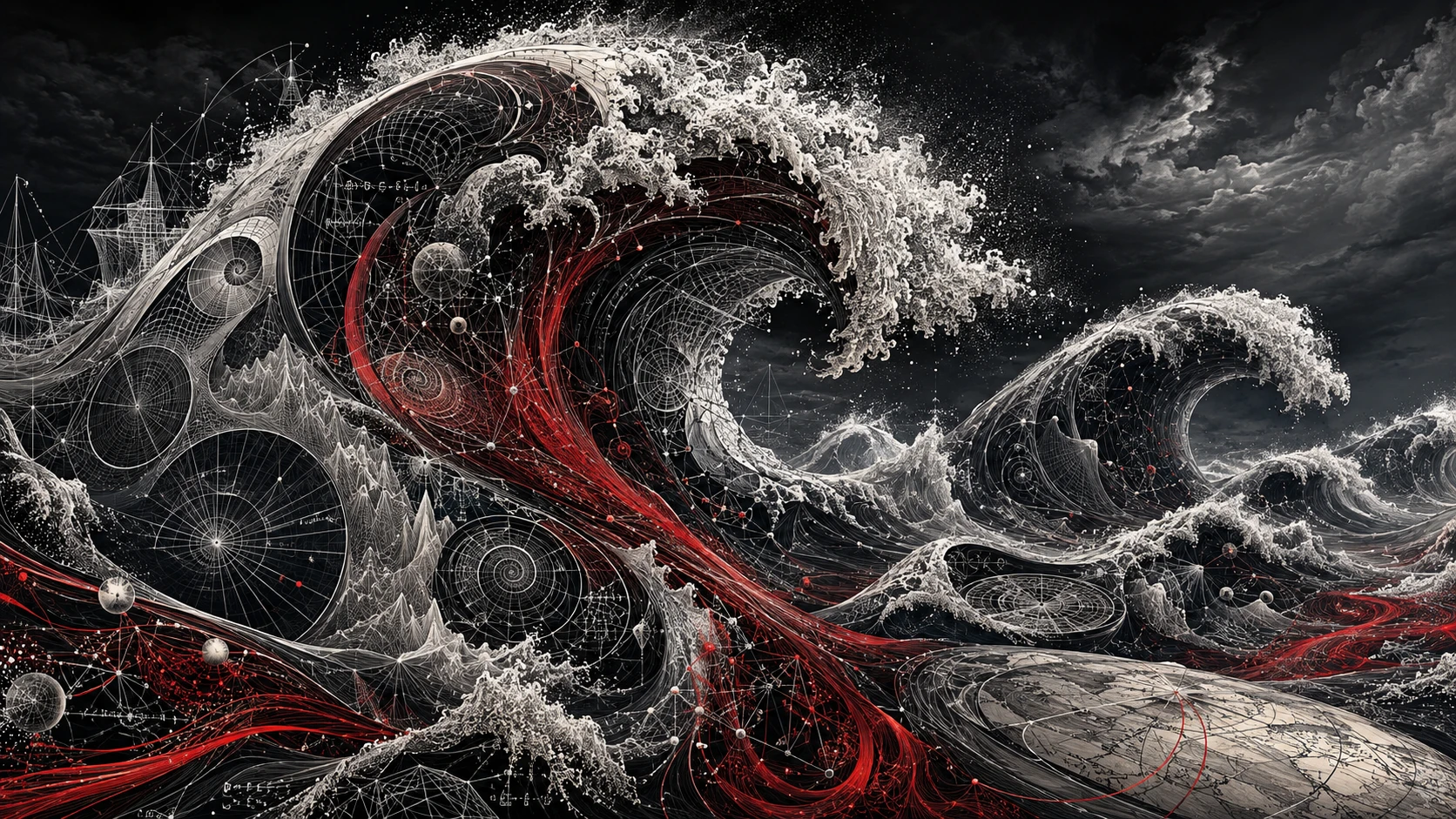 Giant mathematical waves built from equations and diagrams