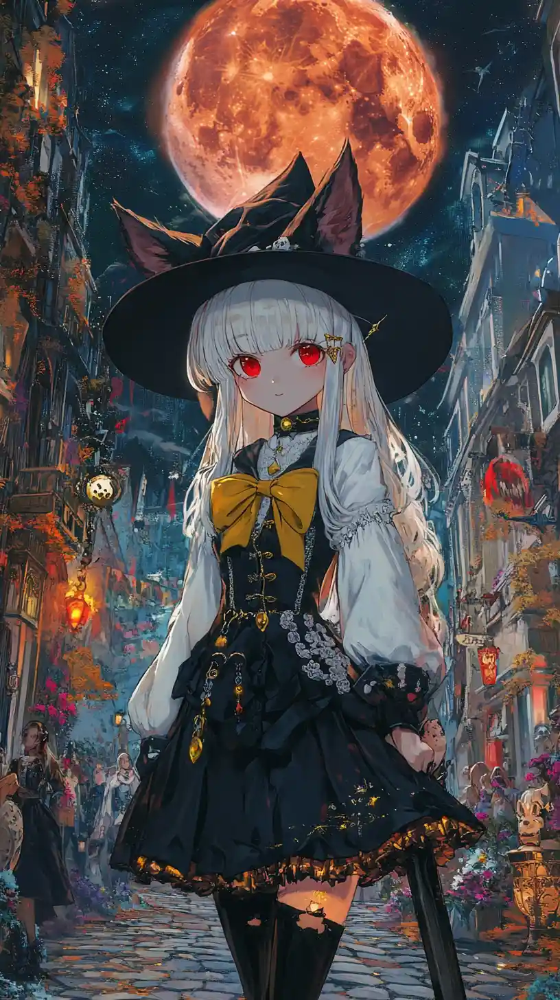 紅月之下的奇幻城市街頭嘉年華